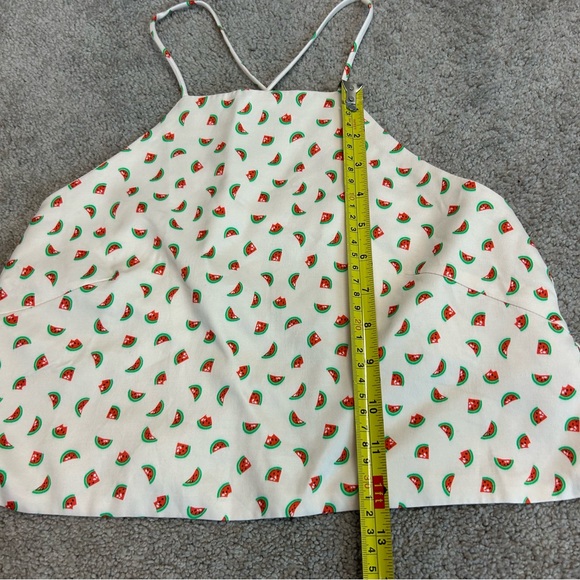 Zara cream watermelon print halter crop top open back lace up M summer festival - Picture 7 of 14